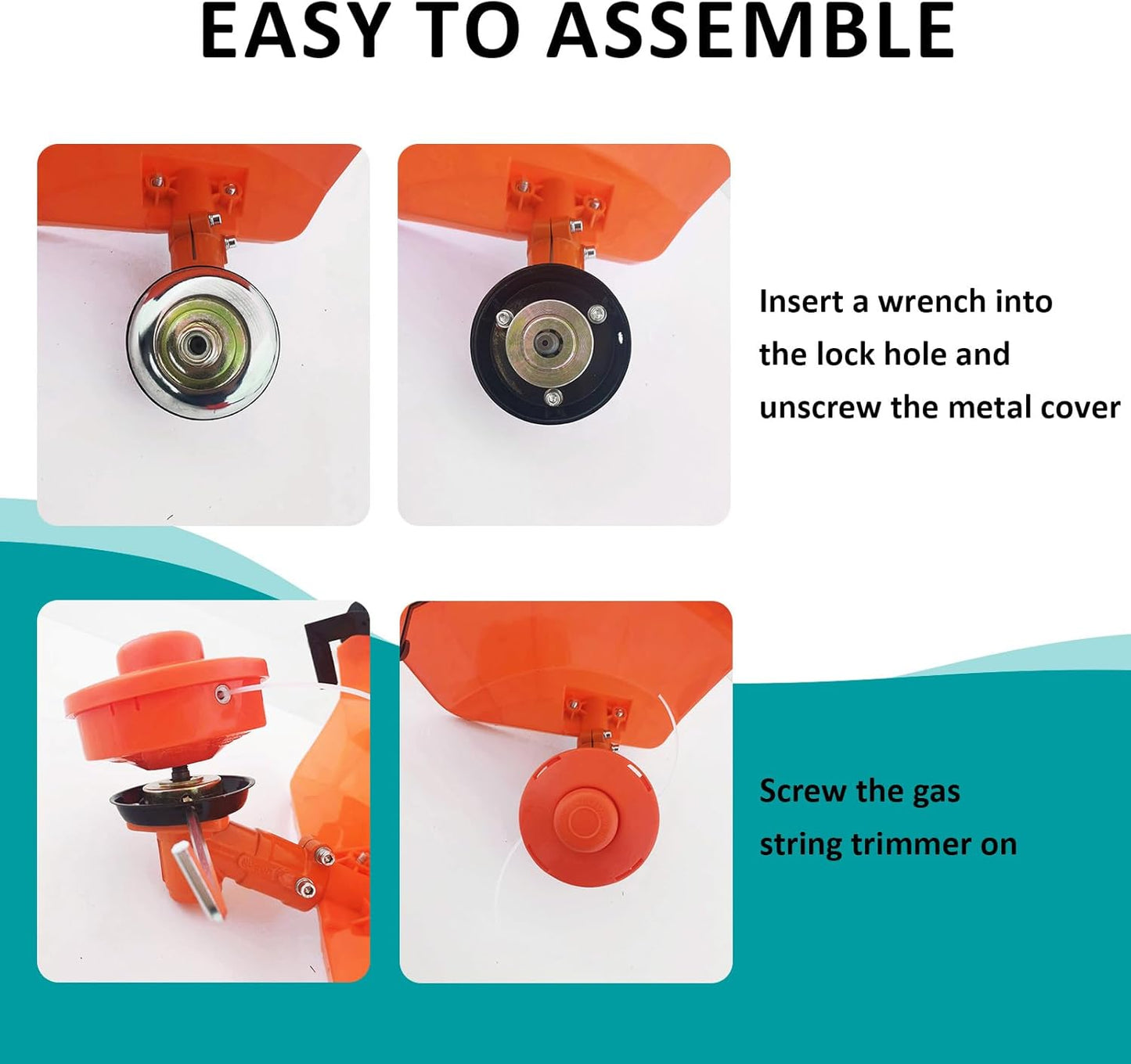 52cc Gas Weed Wacke, 6 in 1 Weed Eater 2-Stroke Gas String Trimmer Brush Cutter Gas Grass Trimmer Lawn Mower Grass Cutter