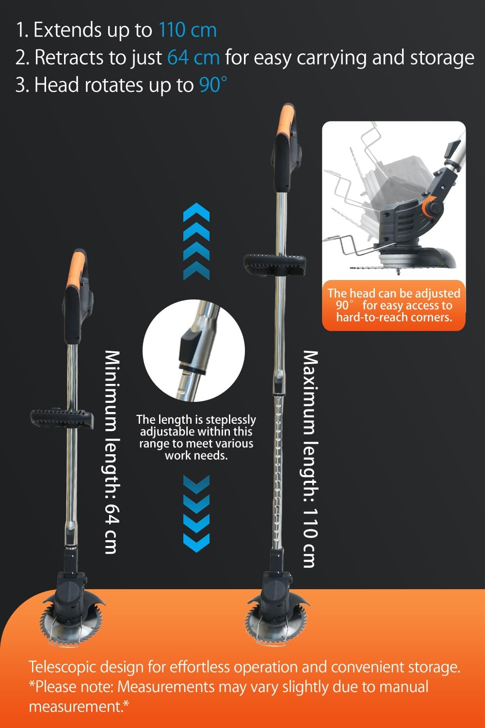 Cordless Weed Wacker,Lightweight Telescoping Shaft,Electric Weed Eater,2 Batteries,Enhanced Safety Features,Grass Trimmer Cordless for Lawn, Garden, Yard GCJ-Black