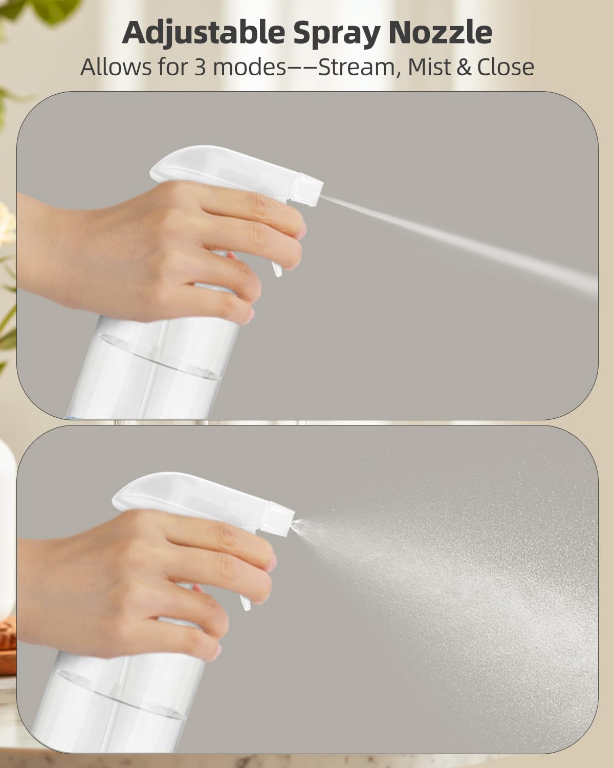 4 Pack Glass Spray Bottles 8 oz, Empty Refillable Containers with Silicone Sleeve Protection, Glass Spray Bottles for Cleaning Solutions, Hair and Plants with Adjustable Nozzles Blue&Grey