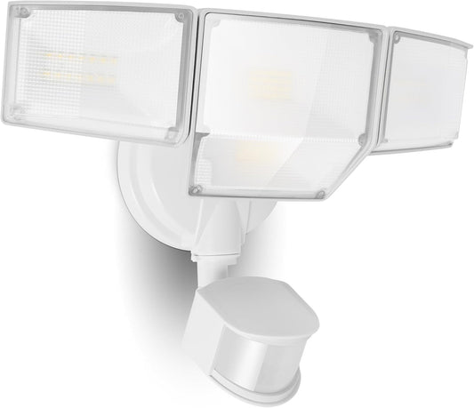 LUTEC 80W 9000LM LED Security Light Motion Sensor Outdoor Lights, 4 Head LED Flood Lights Outdoor 5000K Daylight, IP65 Waterproof, Motion Detected Lights for Outside, House, Garage, Yard (White)
