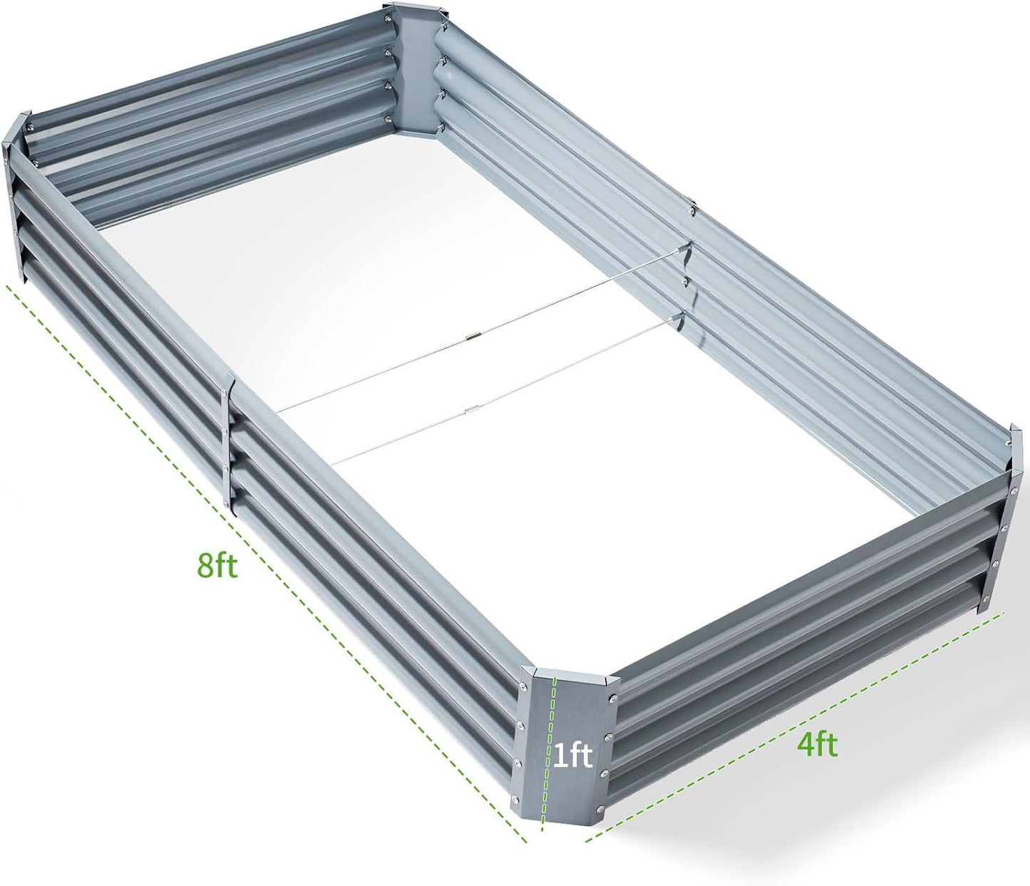 Land Guard 8×4×1ft Galvanized Raised Garden Bed Kit for Vegetables, Galvanized Large Metal Planter Raised Garden Boxes Outdoor(Modern Grey)……