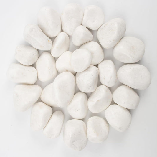 40 lbs White Polished Decorative Stones, 2-3 Inch Polished Rocks, Perfect for Outdoor Gardens, Pathways, Potted Plants, Vase Fillers, and Home Decor (Pure White, Weight: 40 LB)