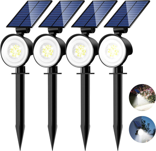 nipify Solar Lights Outdoor Waterproof, Spot Lights- 4 Pack/53 LED/3 Modes Solar Powered Spotlights 2-in-1 Auto On/Off Landscape Lighting for Outside Yard Wall Garden, Cool White