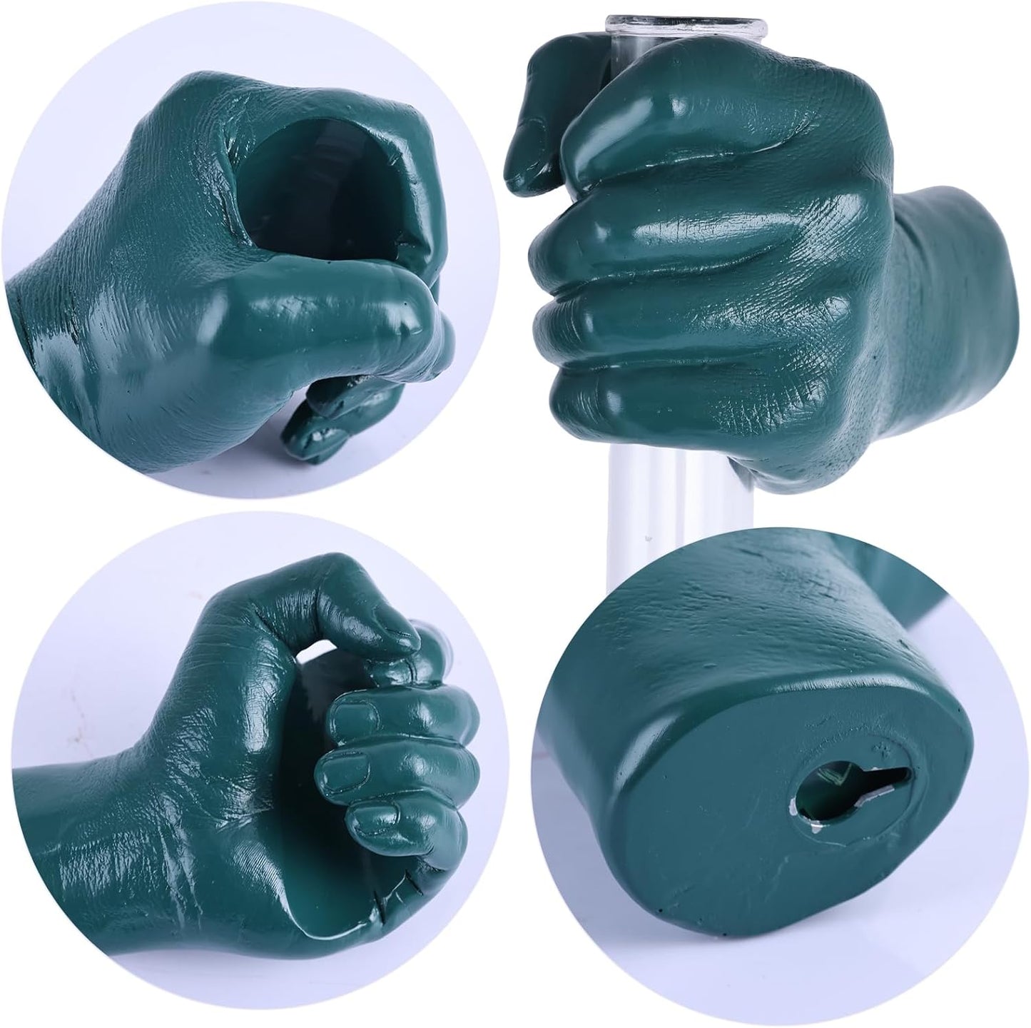 Green Wall Sculptures, Hand Vases Home Decor, Wall Mount Art Sculpture, Unique Wall Art Statue, Funky Flower Vase Decorations, Modern Eclectic Hanging Decor,Glass Test Tube Vase