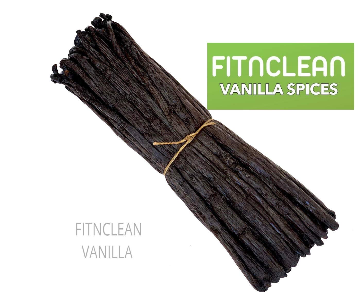 6 Organic Vanilla Beans Madagascar Grade A for Extract, Cooking and Baking by FITNCLEAN VANILLA| Certified USDA Organic. 6"-7.5" Bourbon Fresh Gourmet NON-GMO Whole Pods.