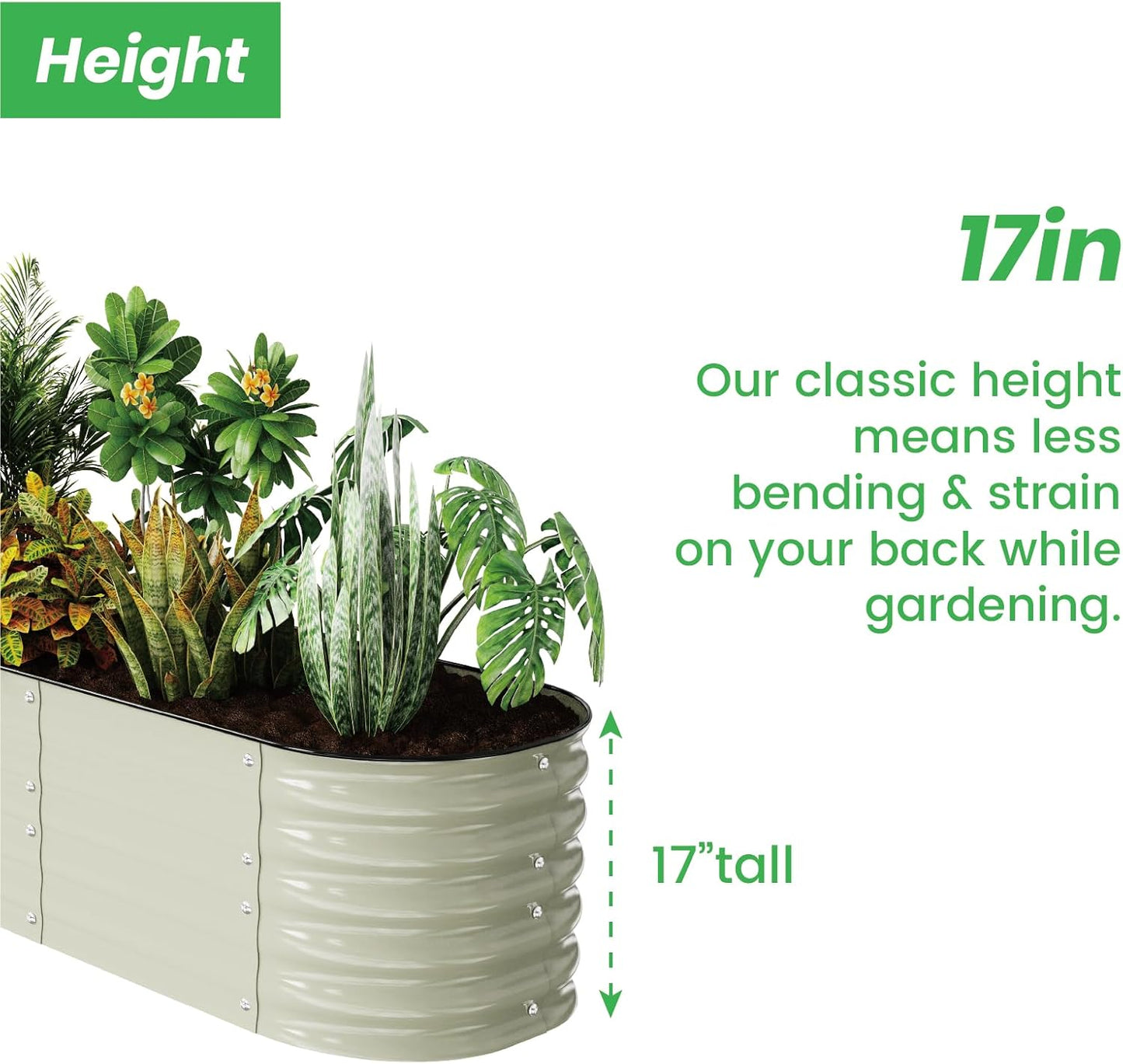 Raised Garden Bed Kit 8×2×1.4 FT Magnesium-Aluminum-Zinc Stainless Steel Metal Planter Box for Planting Outdoor Plants Vegetables (Beige)