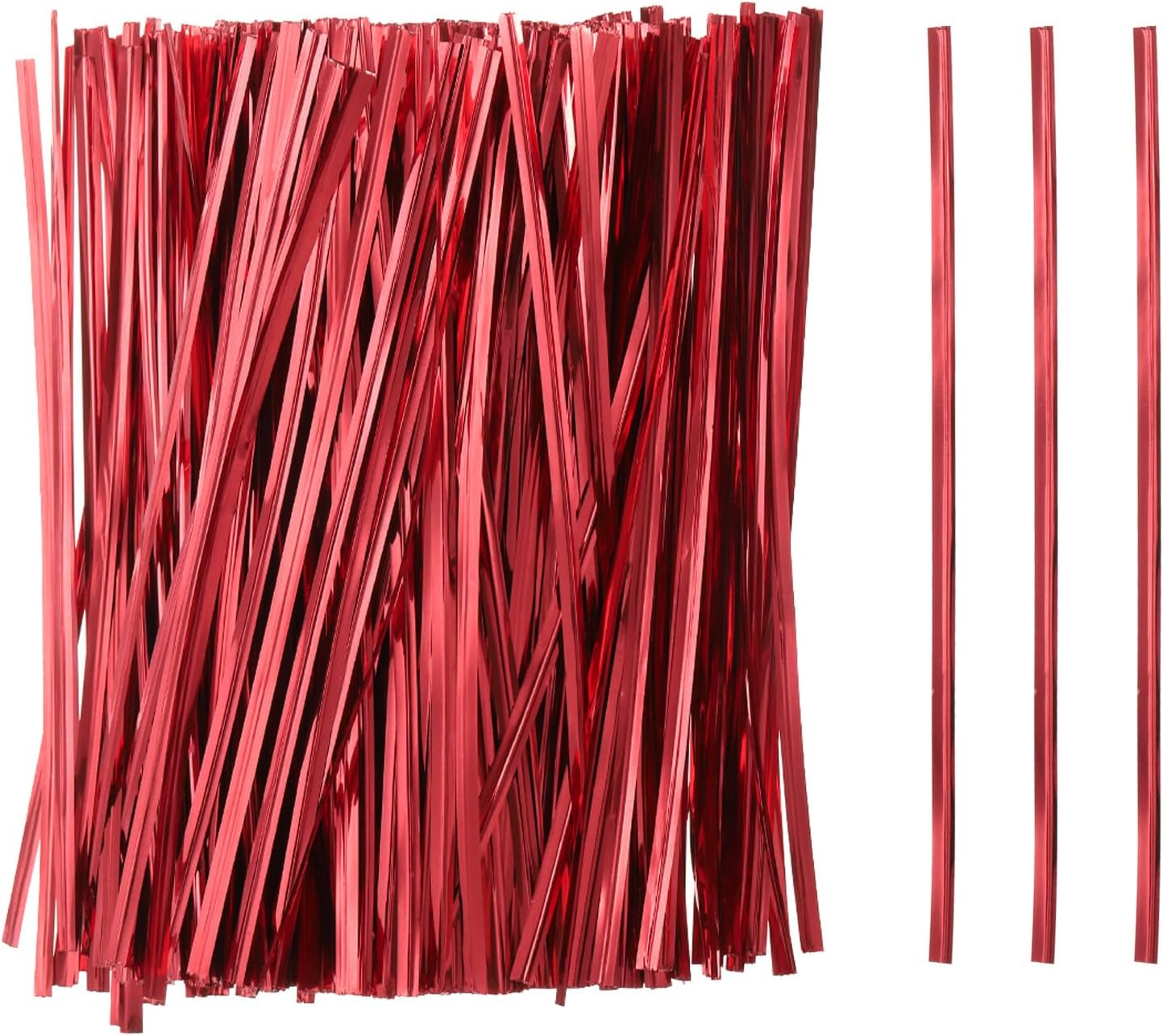 HARFINGTON 800pcs Bag Twist Ties 6" Reusable Plastic Metallic Twist Ties Wire Cable Ties for Party Bread Candy Cake, Red
