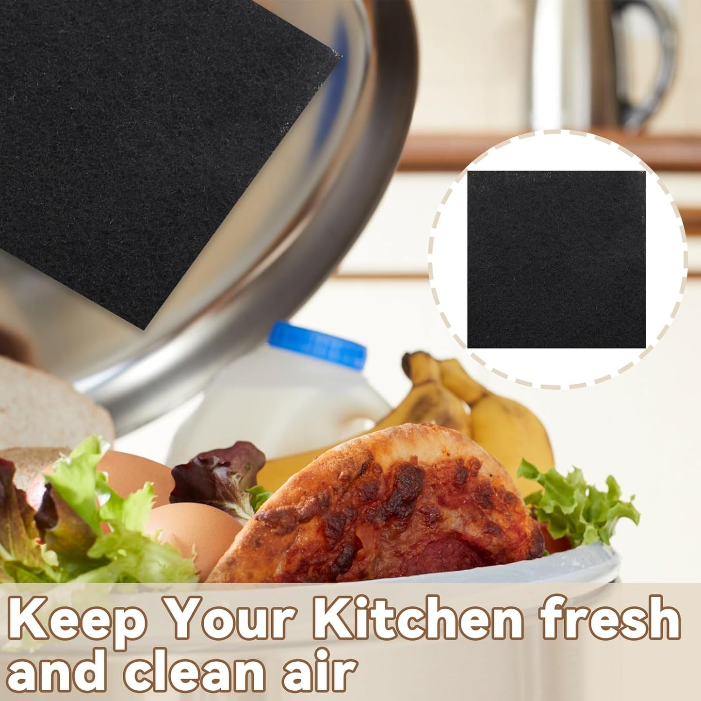 Biaungdo 12 Pack 5 Inch Sqaure Charcoal Filter Replacements, Black Kitchen Compost Bin Filters for Countertop Square Carbon Filter Bin Pail Replacement