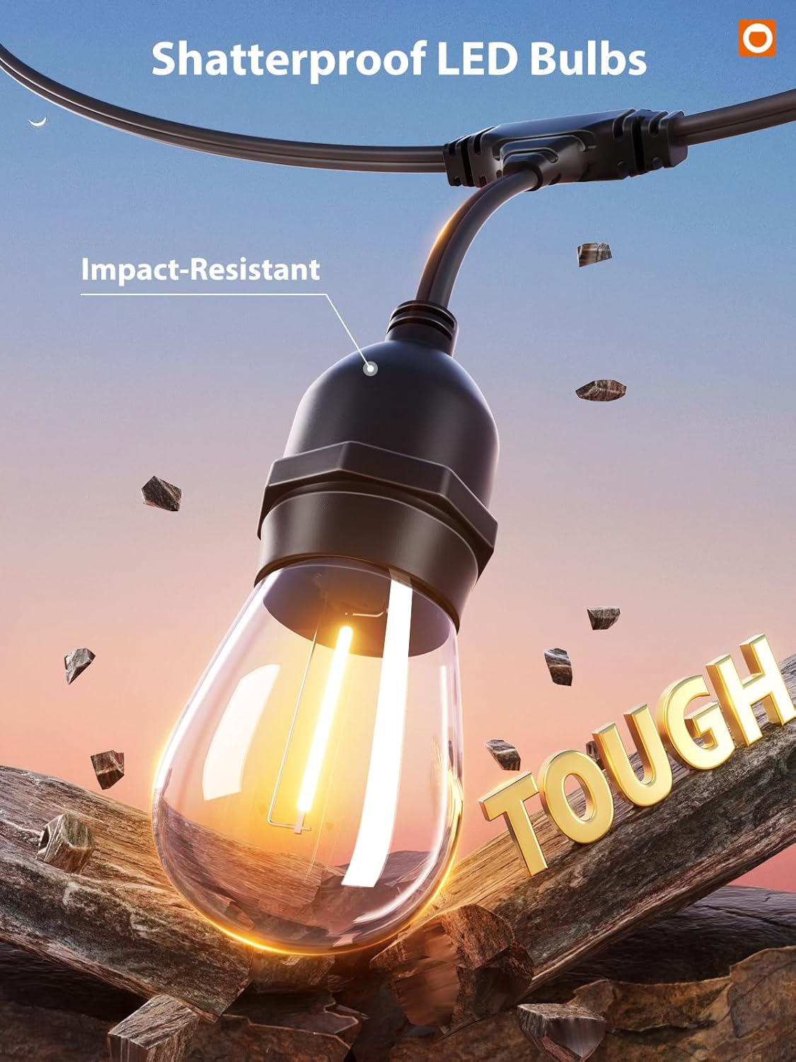 addlon 96FT(48FT*2) LED Outdoor String Lights with Edison Shatterproof Bulbs Commercial Grade Patio Cafe Light, ETL Listed Weatherproof Strand 30 Hanging Sockets for Bistro Backyard