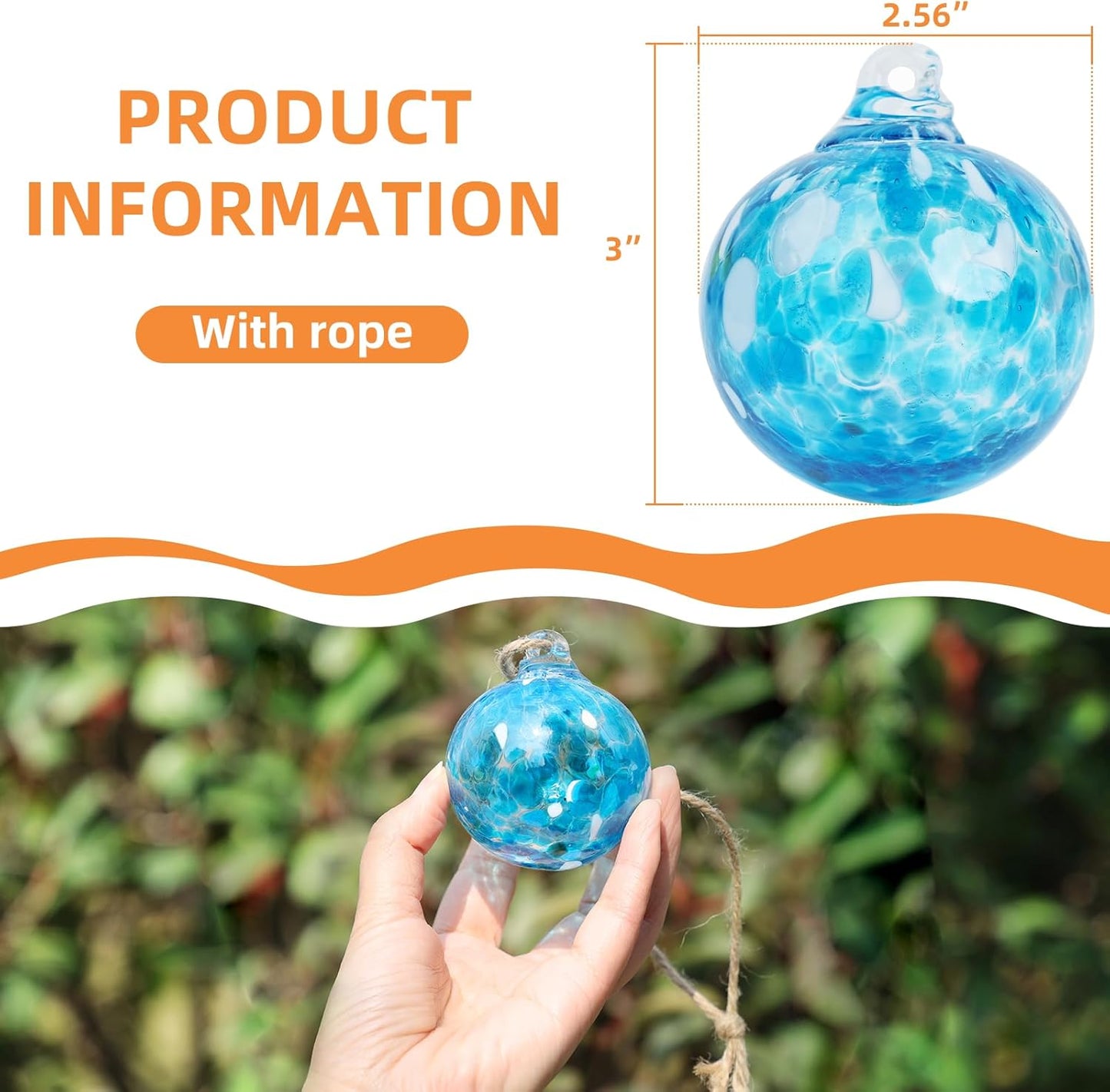 VOREEN 6pcs Hand-Blown Glass Ornaments Balls Glass Christmas Ball Hanging Gazing Ball Friendship Ball Witches Balls for Outdoor Garden Patio Window Home Décor, Gift for Mom Wife Friend, Multicolor