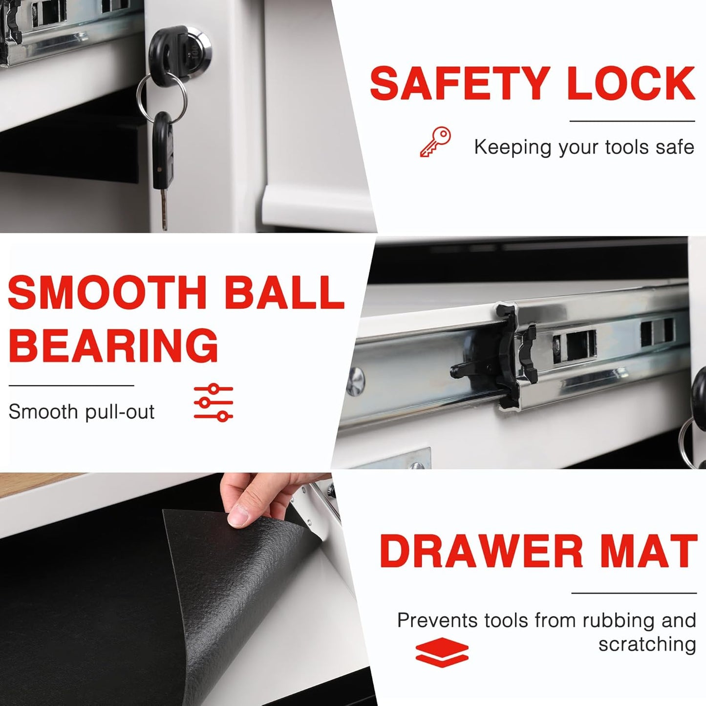 WORKPRO 62" x 20" 7-Drawer & 2-Door Rolling Tool Chest, Mobile Tool Storage Cabinet with Power Strip, Locking System, Heavy Duty Rolling Cabinet for Garage, Warehouse & Kitchen, 1000 lbs Capacity