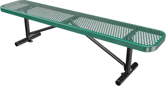 Heavy-Duty Park Bench or Table for Outside - Black Coated Outdoor Furniture Steel Bench, Commercial-Grade Outdoor Benches Weatherproof for Park, Patio, Porch (Green, 6FT (Without Backrest))