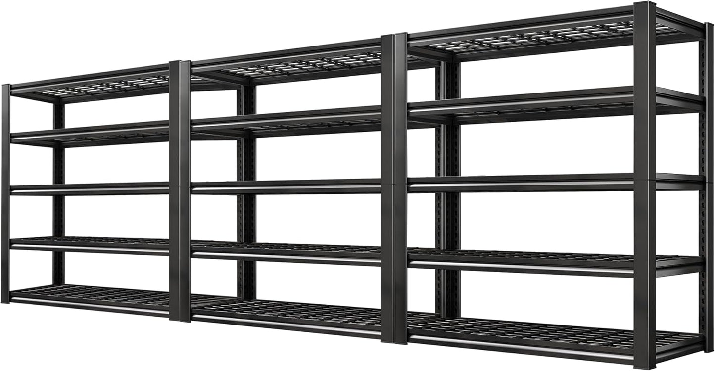 REIBII Garage Shelving 3000LBS, Heavy Duty Storage Shelves, Adjustable Industrial Metal Shelving Unit for Garage, Basement, Pantry, Warehouse,Commercial, 36" W x 16" D x 72" H, 3 Pack