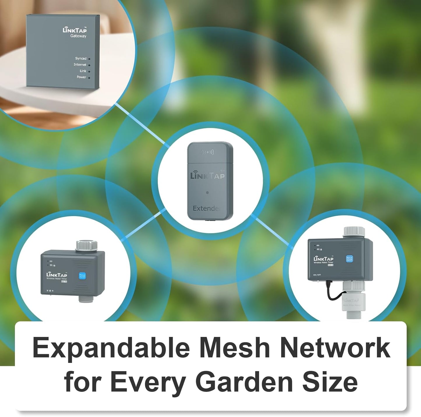 LinkTap G1S Wireless Water Timer (Requires Gateway), Smart Irrigation Hose Faucet Timer, Greater Range Than WiFi Sprinkler Timers, 2 Year Battery Life, Weather Aware, Alexa