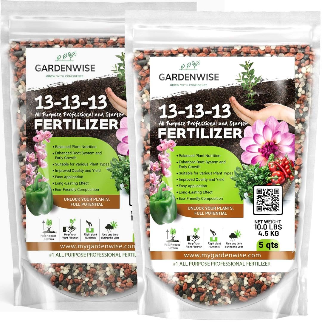 13-13-13 Slow Release Granular Fertilizer – All Purpose Plant Food 13 13 13 for Outdoor Grass, Vegetables, Roses, Flowers, Shrubs, Trees. Lawns, Gardens, Potted Plants (20 quarts)