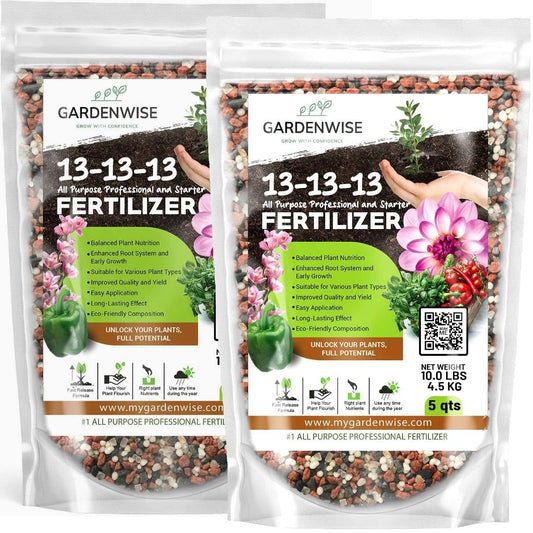 13-13-13 Slow Release Granular Fertilizer – All Purpose Plant Food 13 13 13 for Outdoor Grass, Vegetables, Roses, Flowers, Shrubs, Trees. Lawns, Gardens, Potted Plants (10 quarts)