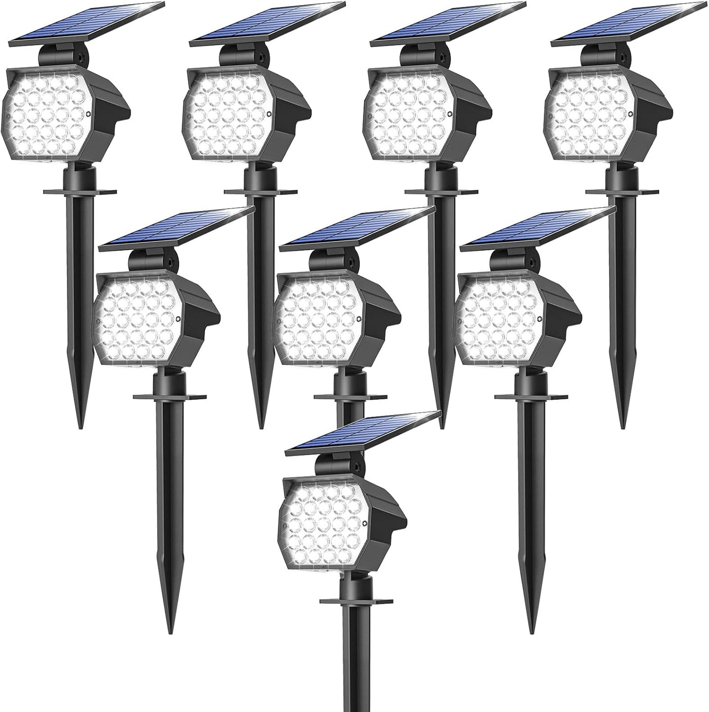 NIORSUN Solar Spot Lights Outdoor,23 LEDs Landscape Lighting with Auto On/Off and 3 Lighting Modes, IP67 Waterproof Spotlights,Outdoor Solar Lights for Yard Garden,8 Pack(Cool White)