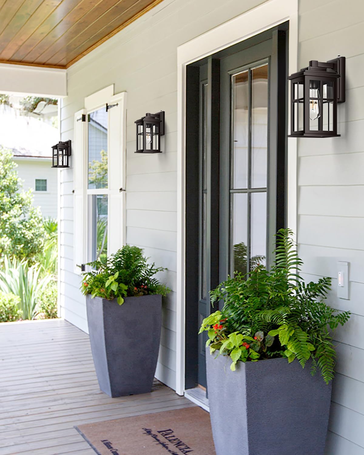 Bronze Dusk to Dawn Outdoor Lighting, 2 Pack Porch Lights, Outdoor Wall Lights with Tempered Glass, Light Fixture for House, Garden, Entryway, Doorway, Waterproof