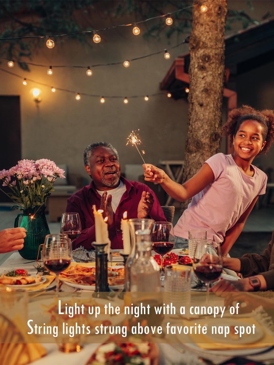 DAMAING Outdoor String Lights 400FT Patio Lights with 208 shatterproof G40 dimmable Globe LED Bulb, Waterproof connectable Outdoor Lighting for Backyard Porch Balcony gazobo, 4-Pack 100FT,Black