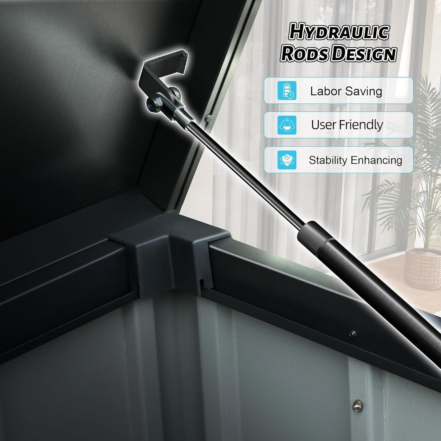 Metal Outdoor Storage Box, 150 Gallon Waterproof Deck Box for Patio Cushion, Outside Storage Cabinet Rust/UV Resistant, Lockable Garden Tool Storage Bin for Porch Package Delivery, Grey