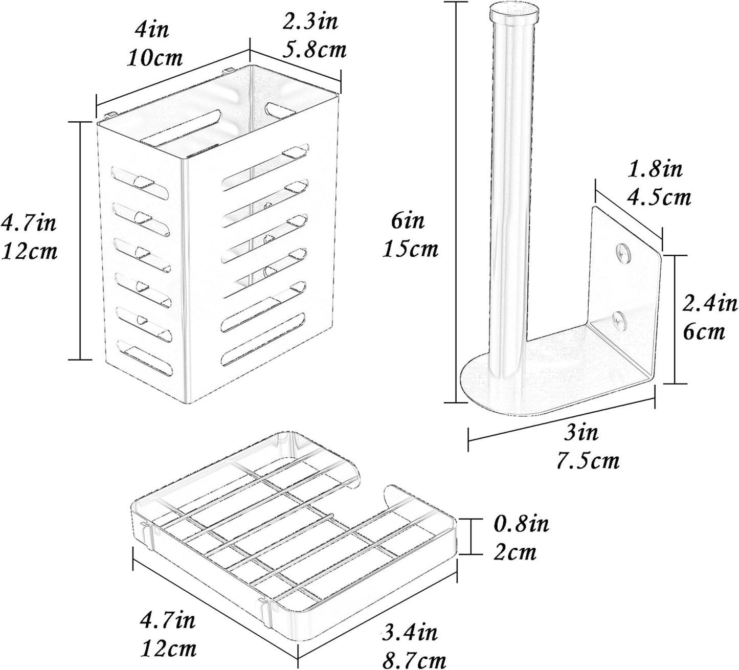 PUSDON Metal Wall Hanging Basket 2 Packs DIY Suitable for Multiple Scenes - Middle Silver Grey Netting Suit