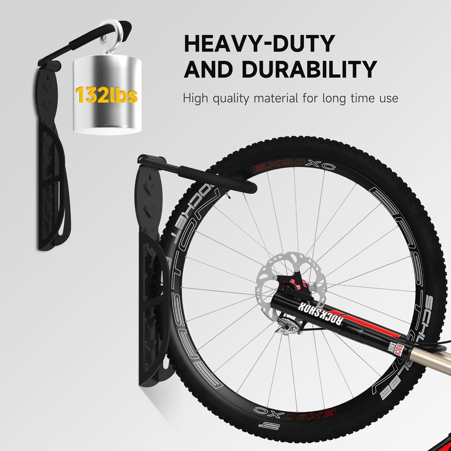 suptek 2 Packs of Vertical Bike Rack Wall Mount - Heavy Duty Garage Bike Hanger for Indoor Storage, Easy to Hang and Detach, Supports Up to 132 lb, BYPA01-2