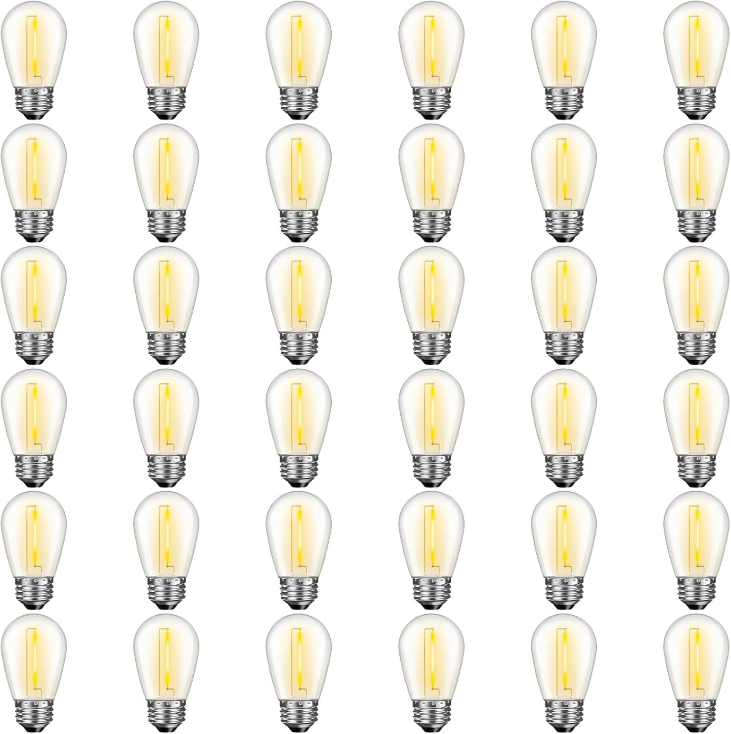 36 Pack S14 LED Bulbs for Outdoor String Lights, Shatterproof Replacement Edison Bulbs for Patio String Lights Outdoor Waterproof, Warm White 2200K, Dimmable, E26 Standard Base