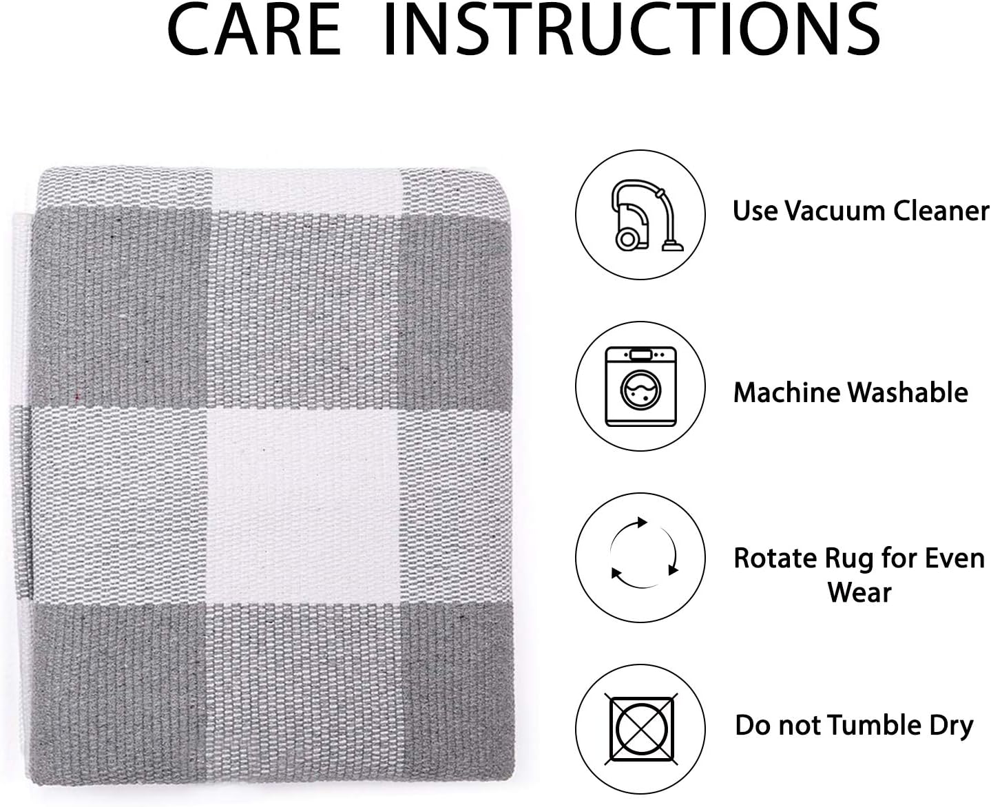 IOHOUZE Buffalo Plaid Checkered Rug 4x6 Ft Front Door Mats, Washable Area Rugs for Front Porch Decor, Spring Summer Welcome Mats Outdoor, Gray White Rug for Farmhouse/Entryway/Home Entrance