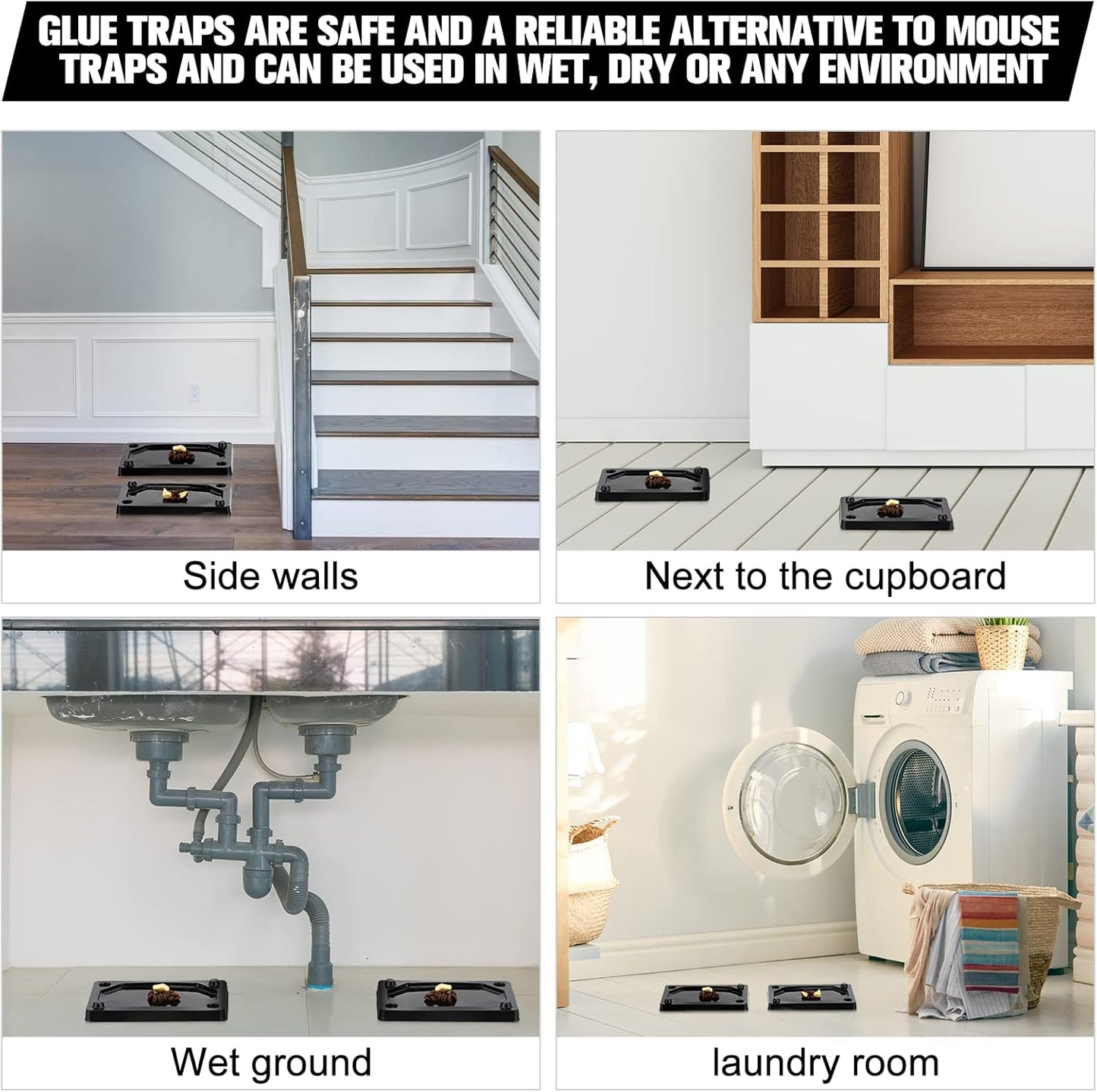 Qualirey 64 Pieces Mouse and Insect Glue Traps Heavier Sticky Traps with Non-Toxic Glue for Mice and Insects, Pet and Children Safe (3 x 5 Inch)