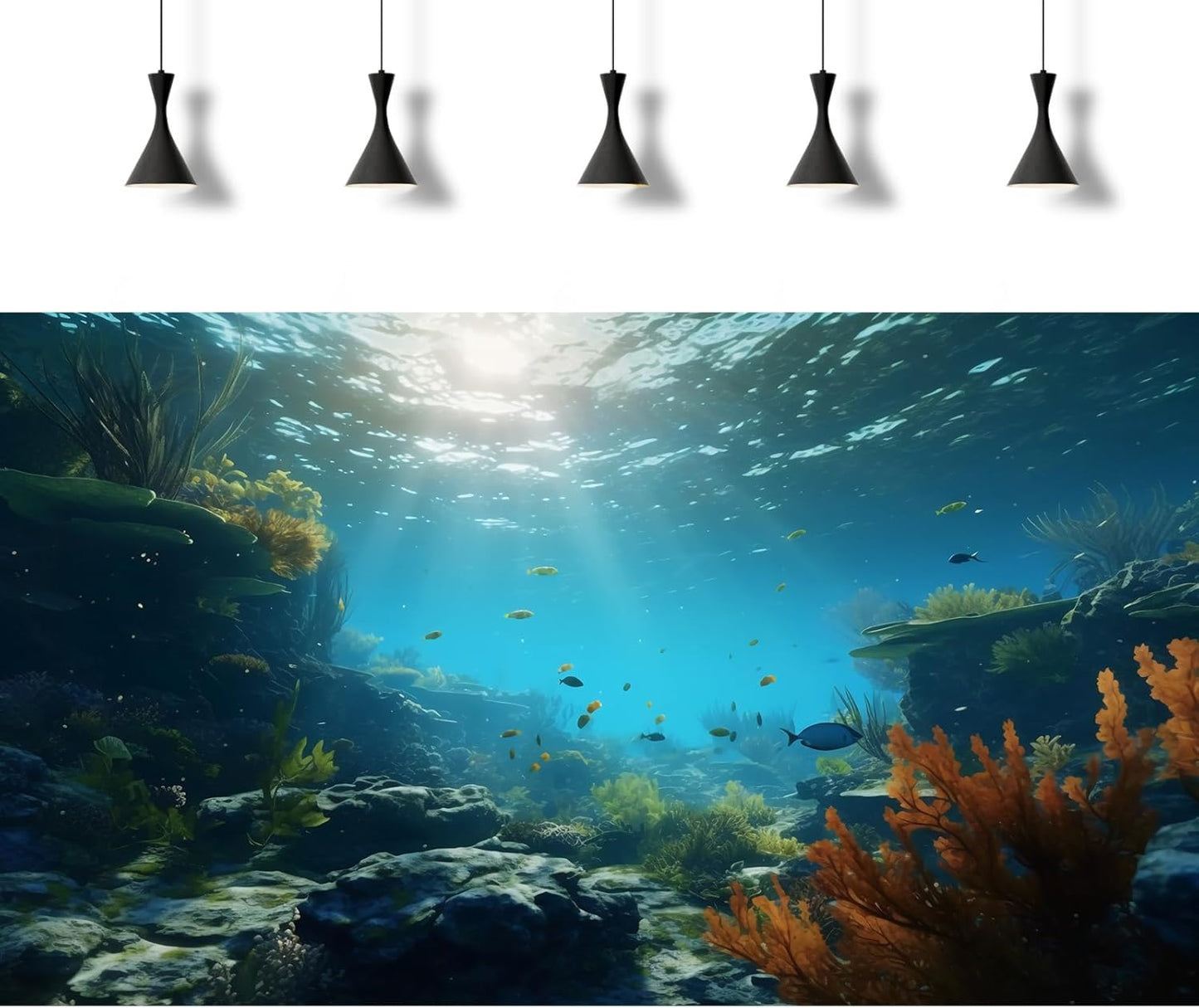 Ocean Floor Fish Tank Background Underwater Rock Aquarium Background Under The Sea Terrarium Backgrounds Aquatic Plants Sunlight Fish Tank Backgrounds Tropical Fish Aquarium Wallpaper 24x16in