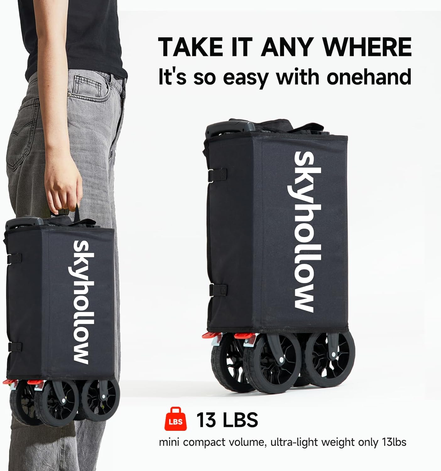 Collapsible Wagon Cart with Wheels Foldable,Folding Beach Wagons Carts Foldable for Grocery Shopping Camping Garden Fishing Sports