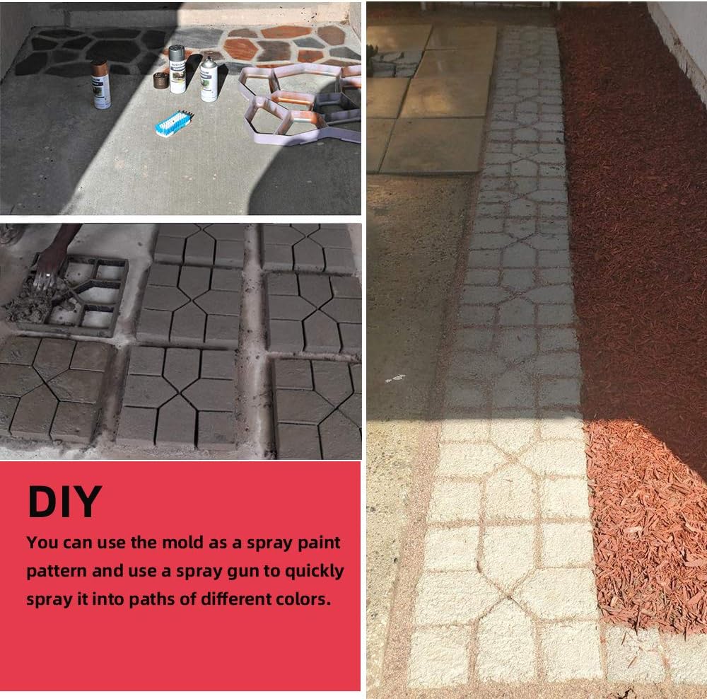 Anothera 15.7"x15.7"x1.57" Walk Maker Reusable Concrete Path Maker Molds Stepping Stone Paver Lawn Patio Yard Garden DIY Walkway Pavement Paving Moulds (Square)