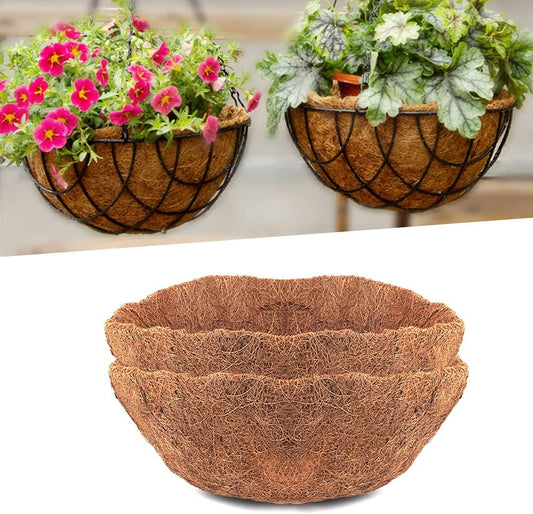 EROCK 2Pcs Coco Liners for Planters Hanging Basket, Round 8/10/12/14/16 inch Thick Coconut Coir Coco Fiber Liners for Planters Garden Patio Porch Window Plants Flowers Pot Indoor Outdoor (8 inch)