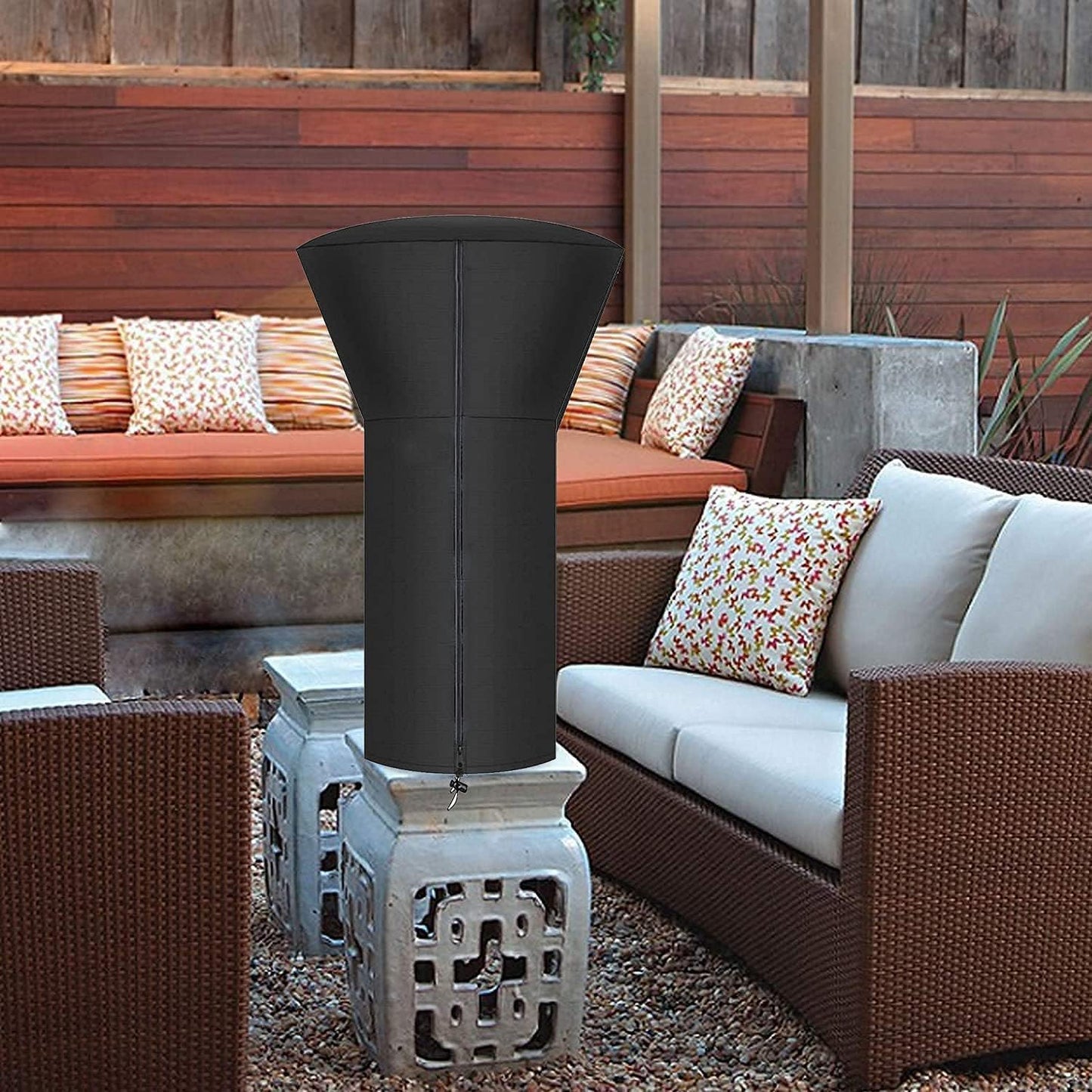 SIRUITON Tabletop Heater Cover Waterproof with Zipper Water-Resistant 22 Inch Round Stand-Up Table Top Patio Heater Cover 420D Black