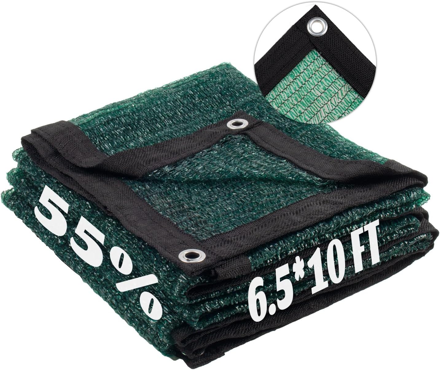 LOVE STORY 6.5x10FT 55% Green Shade Cloth Sun Shade Net with Grommets Sunblock Net Mesh Tarp for Garden,Plants Cover,Greenhouse and Patio