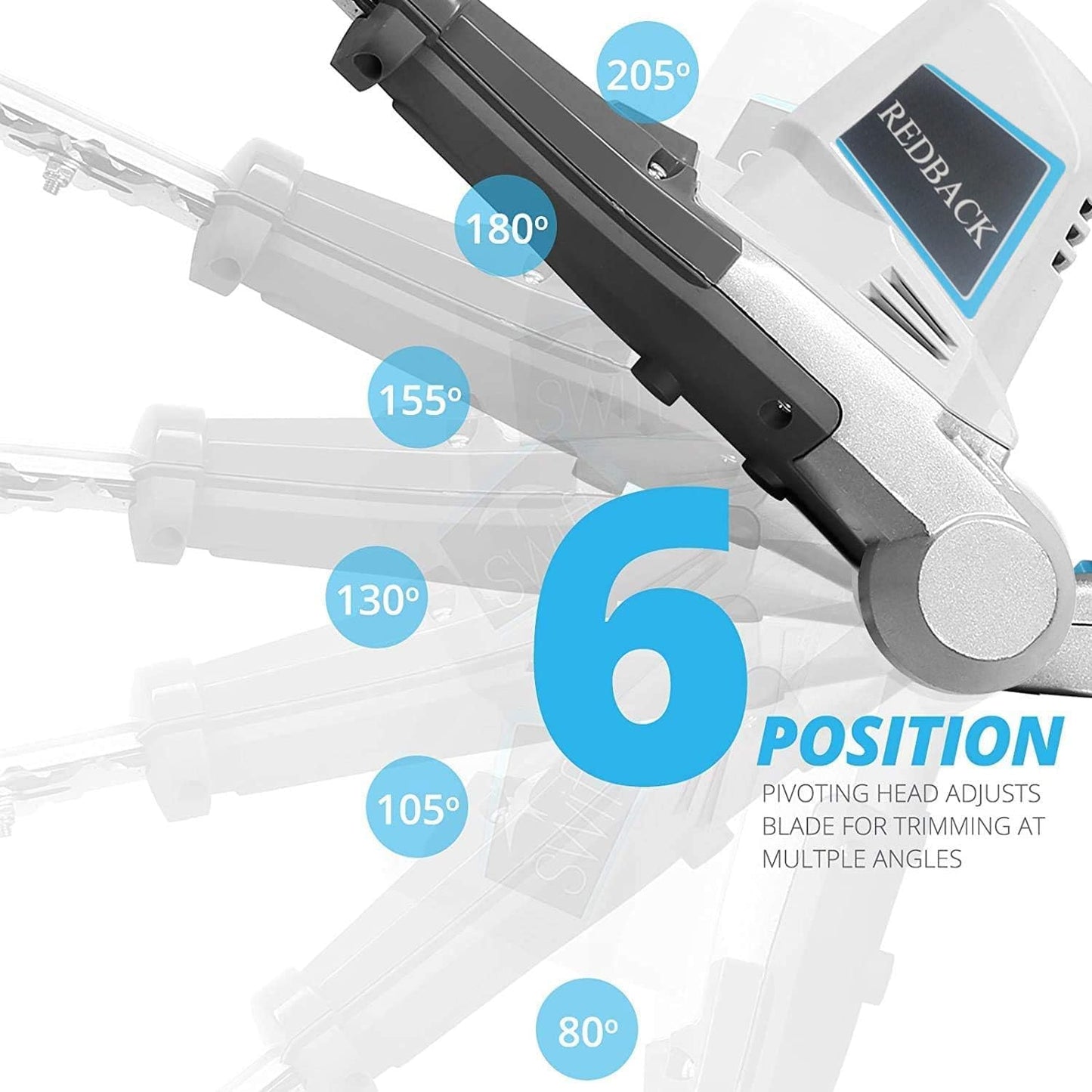 Redback 40V Cordless Pole Hedge Trimmer Long Reach 20" Cutting Length 6 Position Adjustable Head with Battery and Charger