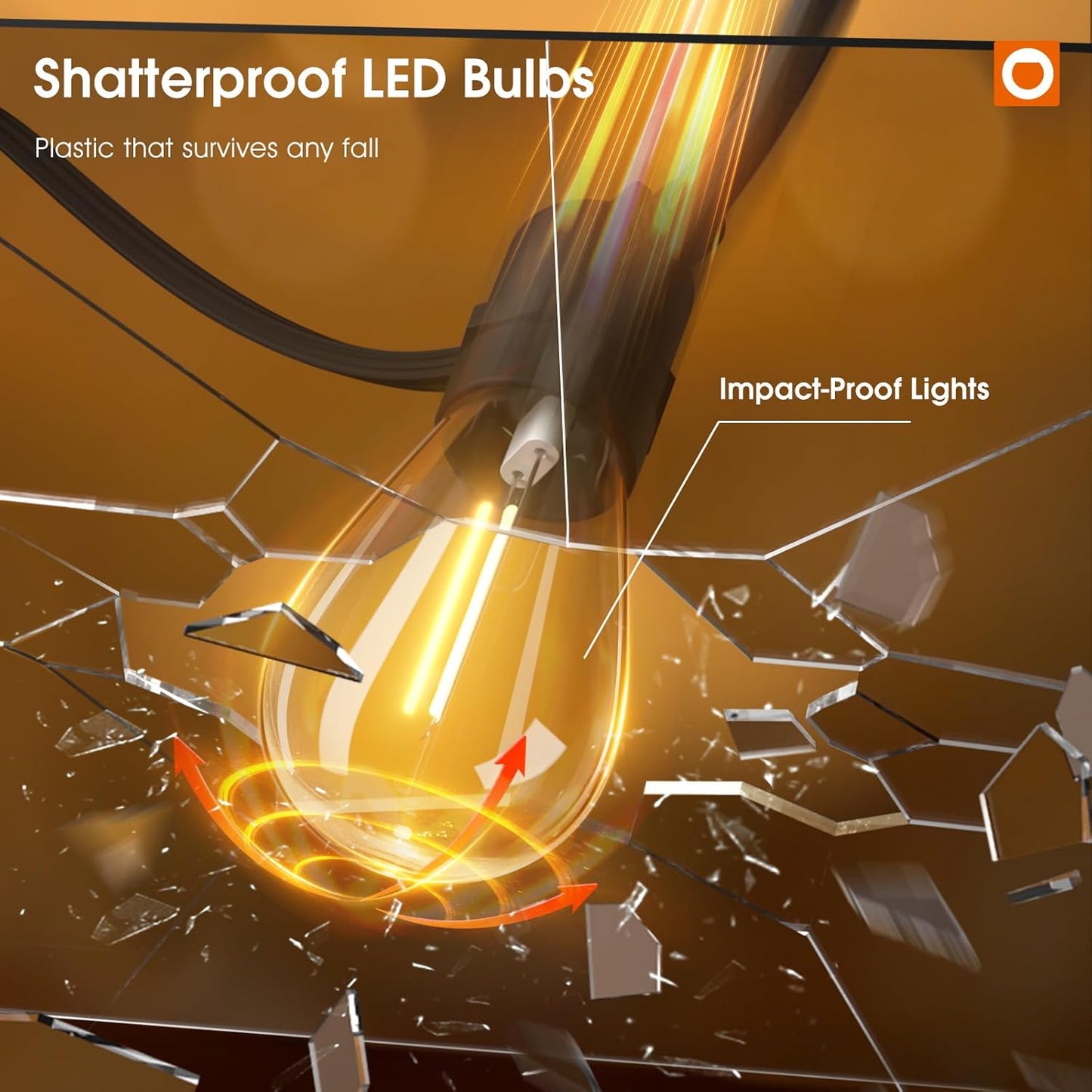 addlon 100FT LED Outdoor String Lights with Edison Shatterproof Bulbs, Heavy-Duty and Weatherproof Strand, Commercial Grade Patio Lights, Decorative for Garden or Patio, Black