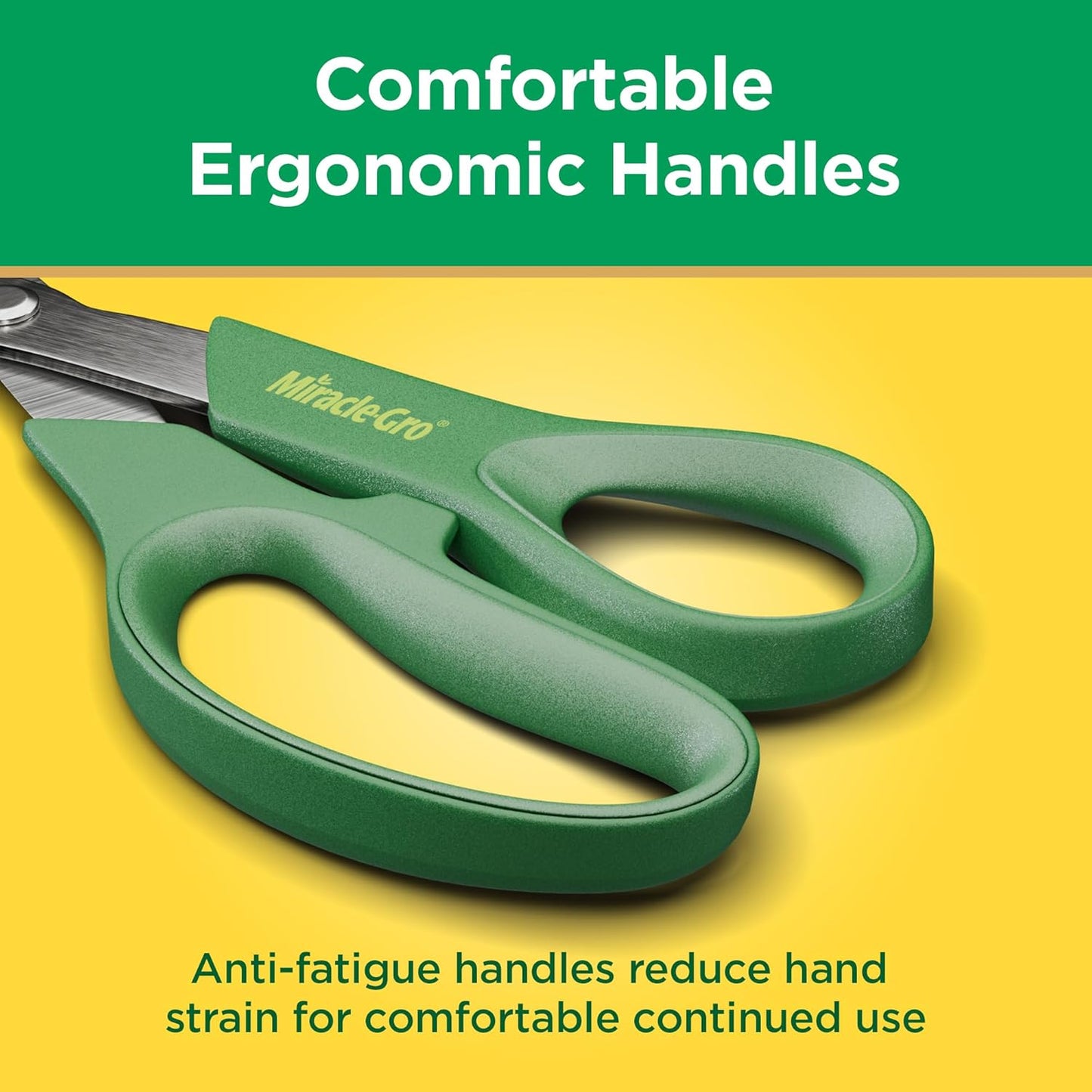 Miracle-Gro 8 in. All-Purpose Steel Garden Utility Shears with Serrated Blades – Comfort Grip Yard and Garden Scissors for Pruning Plants, Flowers, and Herbs