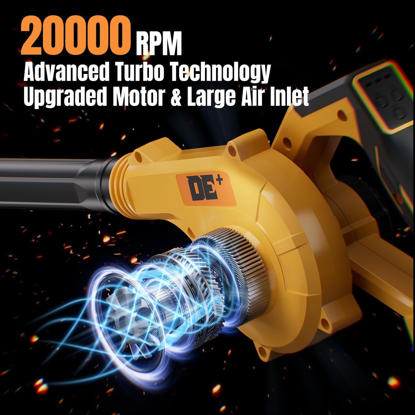 DeForce Electric Leaf Blower Cordless for Dewalt 20v Max Battery, 4 in 1 Blower, 3 Speed Modes, 190 MPH, Battery Powered Leaf Blower w/Extended Tube for Leaves, Lawn Care, Patio, Dust(Bare Tool Only)