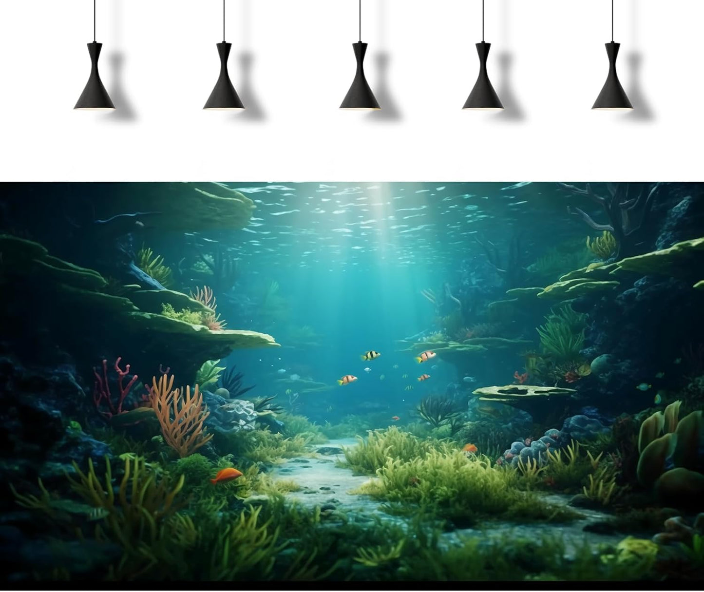 Ocean Floor Fish Tank Background Under The Sea Coral Reef Aquarium Background Underwater Aquatic Plants Corals Rock Cave Terrarium Backgrounds Tropical Fish Ocean Aquarium Backgrounds Decors 36x20in