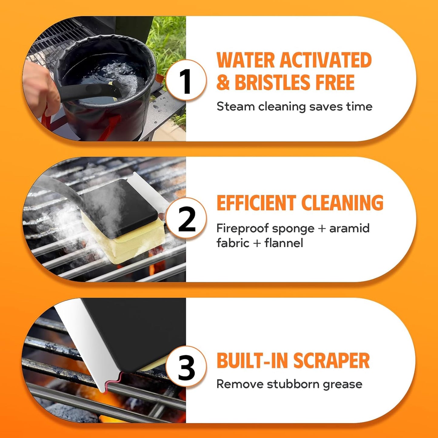 MEKER 3 PCS Grill Replacement Head, Yellow (NO Grill Brush)