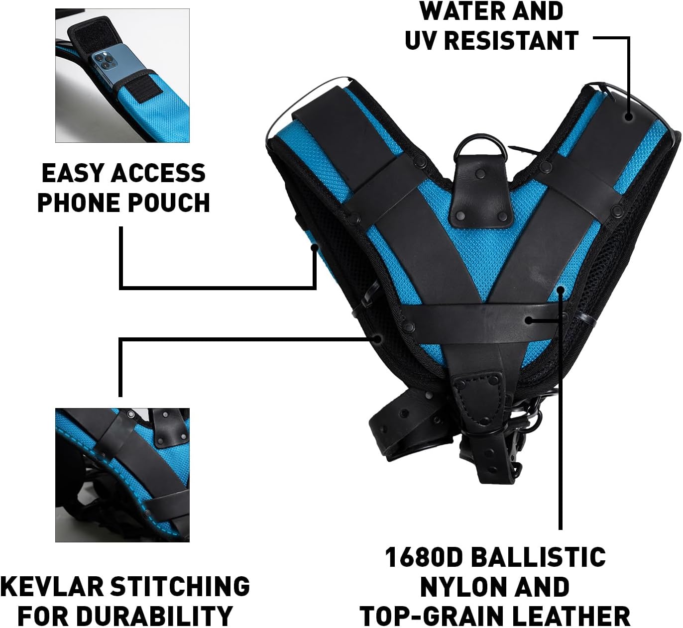 OX Tools Ultimate Nylon & Leather Tool Belt Suspenders with Kevlar Stitching - Water Resistant Adjustable Support with Memory Foam Pads - UV Resistant Support for Tool Rig and Tool Belts OX-U268901