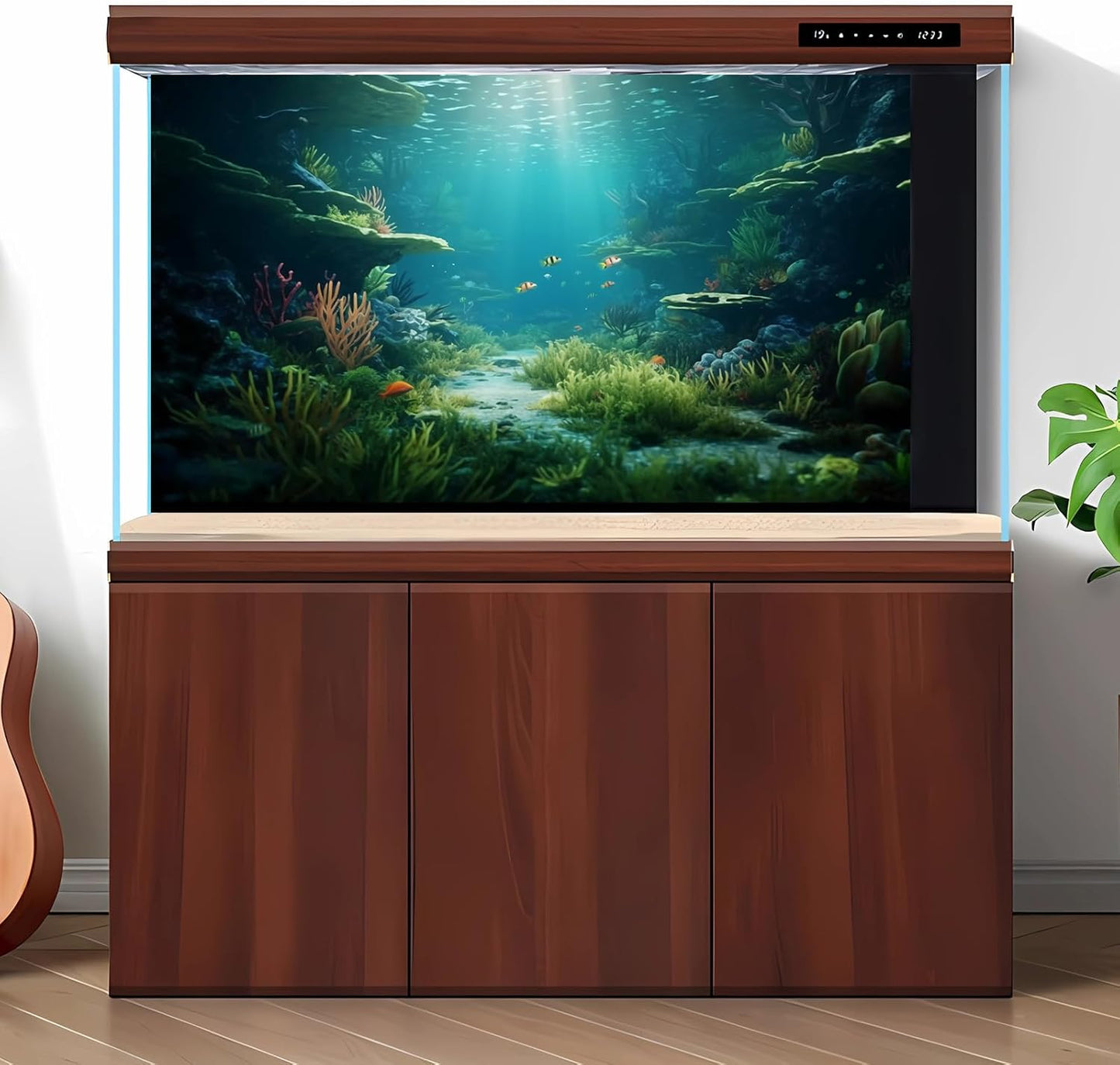 Ocean Floor Fish Tank Background Under The Sea Coral Reef Aquarium Background Underwater Aquatic Plants Corals Rock Cave Terrarium Backgrounds Tropical Fish Ocean Aquarium Backgrounds Decors 30x12in