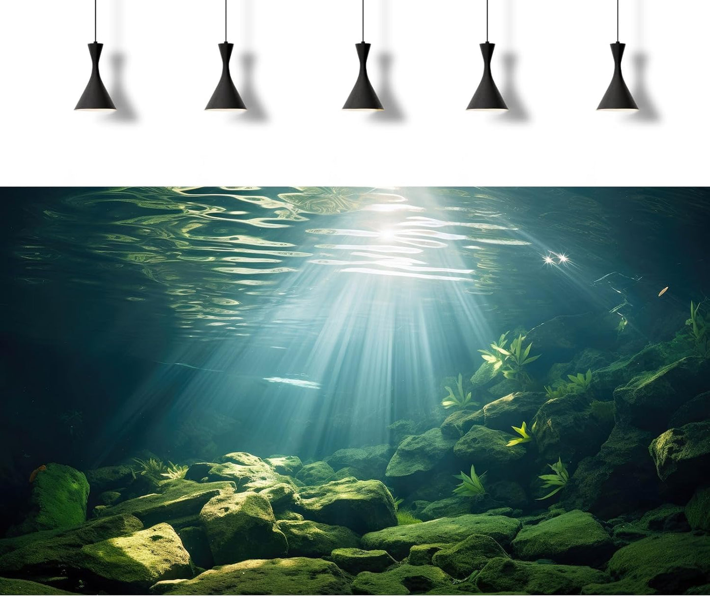 Under The Sea Aquarium Background Aquatic Plants Deep Sea Fish Tank Background Underwater Sunray Rock Terrarium Backgrounds Deep Ocean Floor Tropical Fish Tank Backgrounds 30x18in