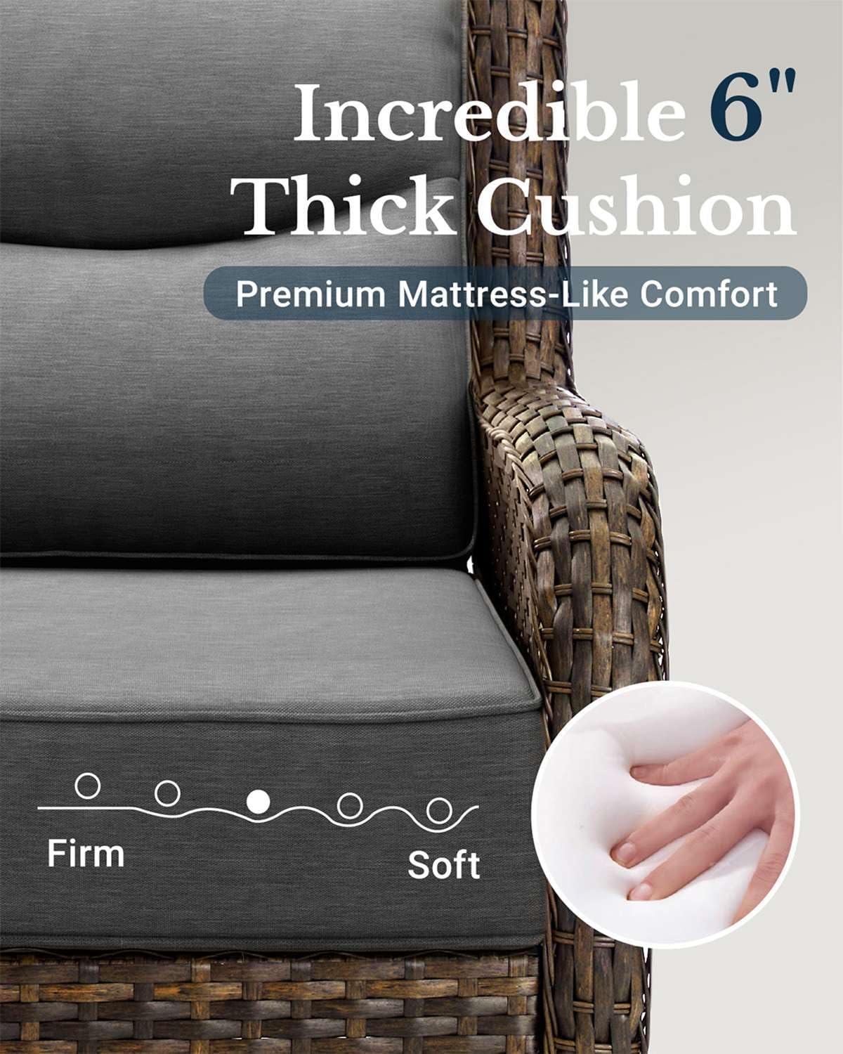 HILLGA Luxury Patio Furniture Set with 6-inch Thick Cushion, Outdoor High Back Swivel Rocker Patio Chairs, 2PCS Wicker Conversation Set for Deck Yard and Poolside, Dark Grey (V2)