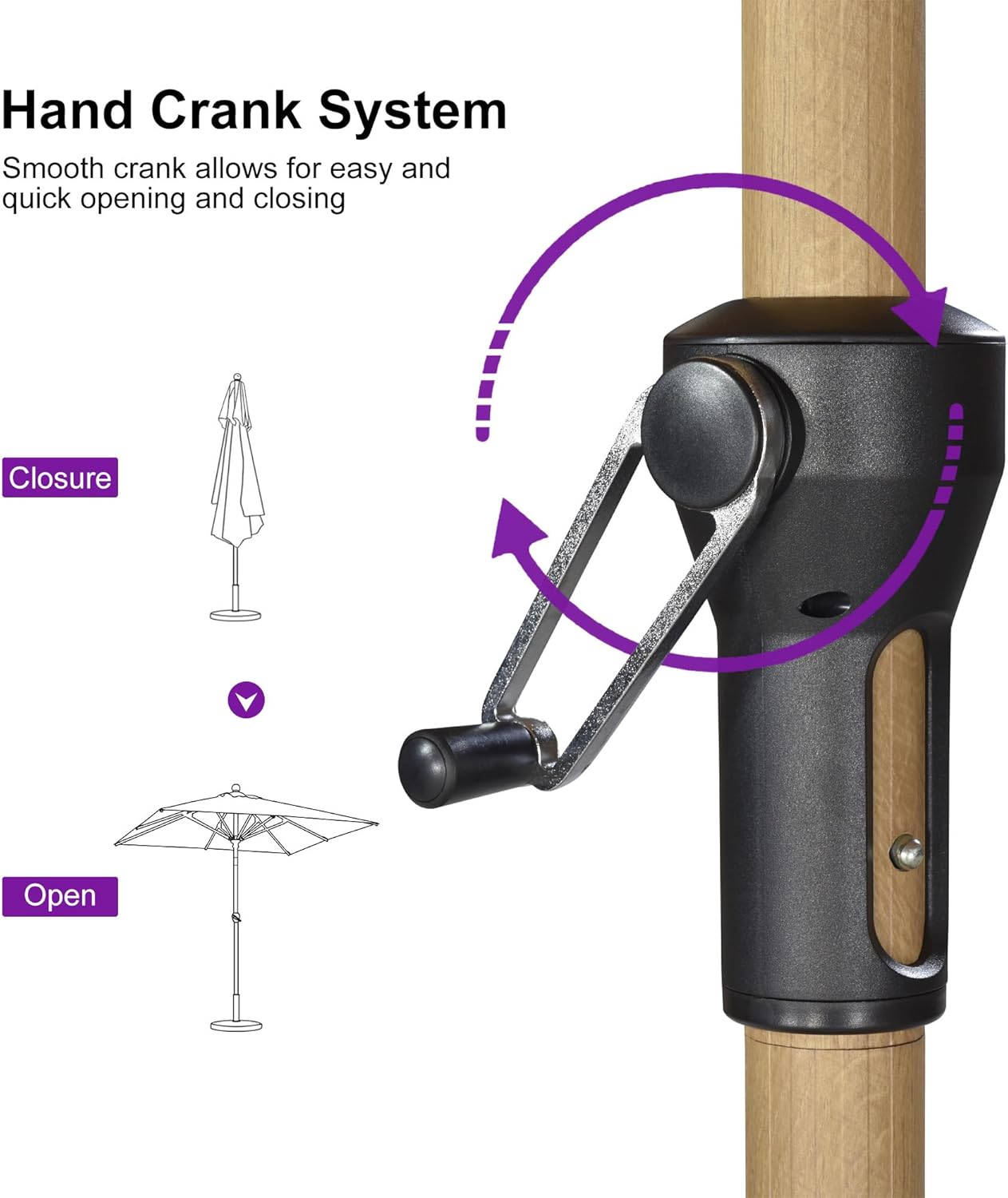 PURPLE LEAF 10' x 10' Square Patio Umbrella with Base Outdoor Umbrella Market Umbrella with Crank & 8 Ribs Aluminum Outdoor Table Umbrella for Pool Deck Backyard, Beige