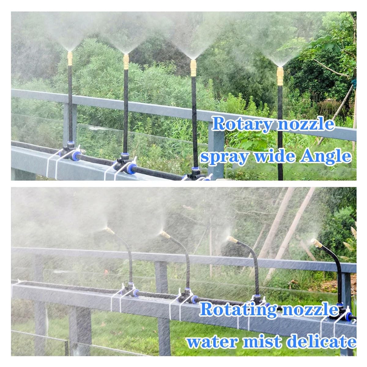 Mist Cooling Automatic Irrigation System-Misting System 33FT Misting Line & 10 Brass Misting Nozzles-Water Hose Mister Kit Sprinkler System for Outside Patio Outdoor Garden Greenhouse Trampoline Pool