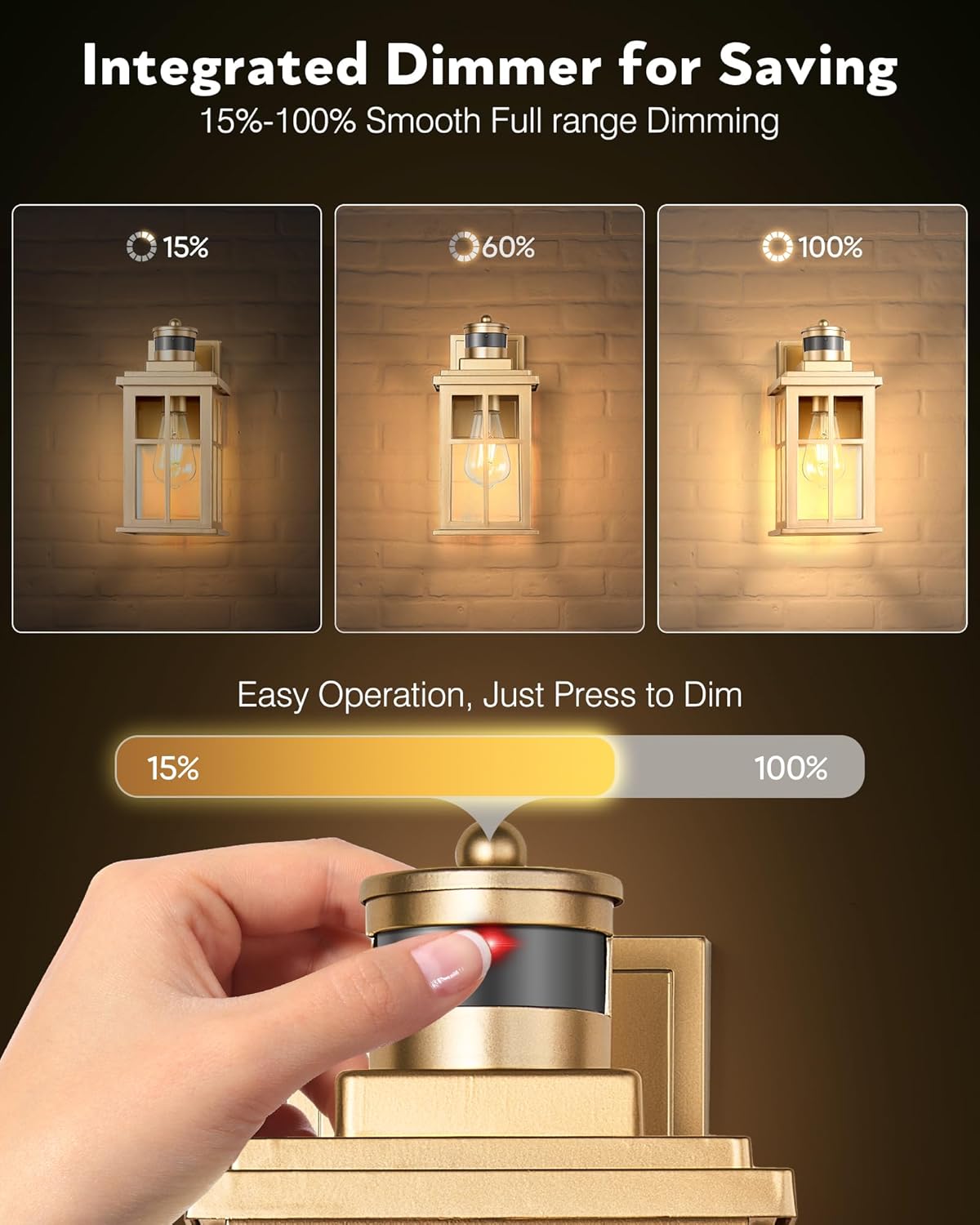 Motion Sensor Outside Lights for House, Modern Dusk to Dawn Outdoor Lighting, 2 Pack Gold Anti-Rust Outdoor Wall Lights with Transparent Glass, Waterproof Outdoor Porch Lights for House, Patio