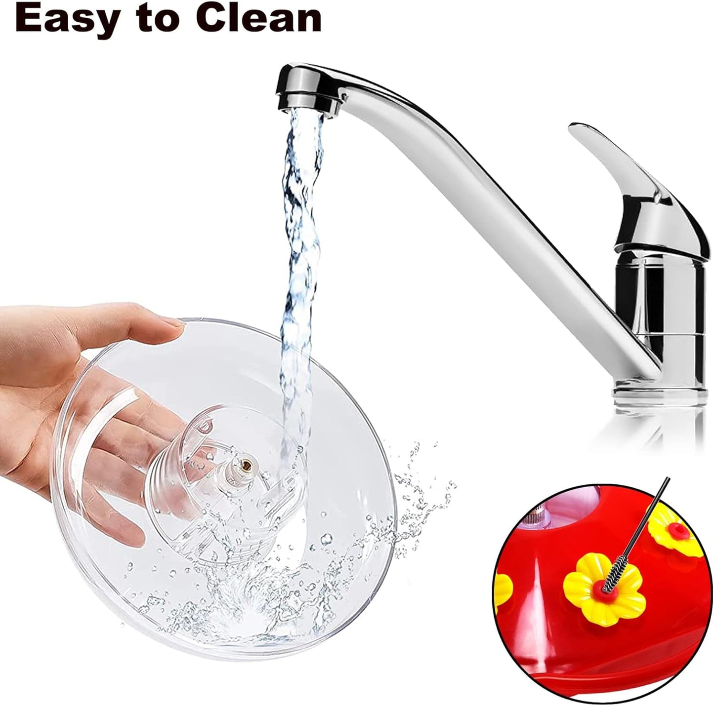 Hummingbird Feeders for Outdoors Hanging - 8 Feeding Ports 16 oz Plastic Hummingbird Feeder, Bee-Proof Leak-Proof No Drip, Easy to Clean with Cleaning Brushes