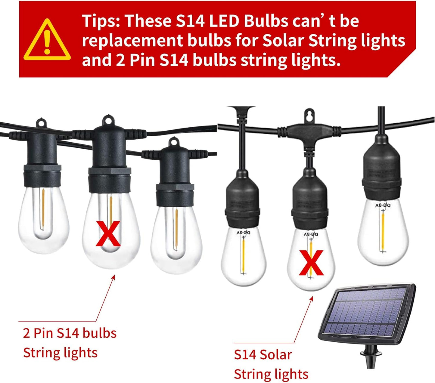 Meconard 30 Pack S14 Edison String Light Bulbs, 1 Watt Replacement Bulbs for Outdoor String Lights, Low Wattage Shatterproof LED Filament Patio Bulbs, E26 Medium Base, 2200K Warm White, Non-Dimmable